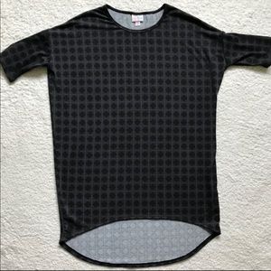 LuLaRoe Irma Tunic in Black and Gray Pattern